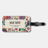 kleurrijke bloementuin romantische stijl bagagelabel (Achterkant horizontaal)