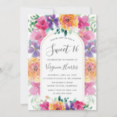 Kleurrijke bloementuin Sweet Sixteen 16 Verjaardag Kaart (Voorkant)