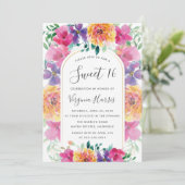 Kleurrijke bloementuin Sweet Sixteen 16 Verjaardag Kaart (Staand voorkant)