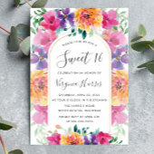 Kleurrijke bloementuin Sweet Sixteen 16 Verjaardag Kaart
