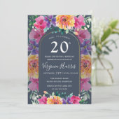 Kleurrijke Bloementuin Twintigste Verjaardag Kaart (Staand voorkant)
