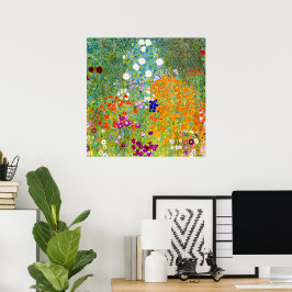  kleurrijke bloementuin van Gustav Klimt Poster