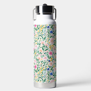 Kleurrijke bloementuin waterfles