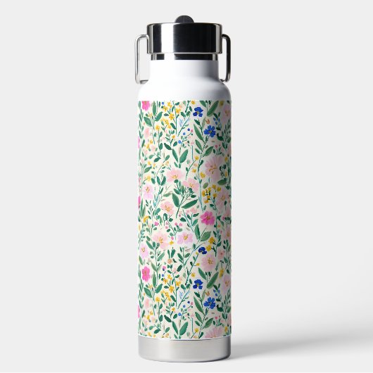 Kleurrijke bloementuin waterfles (Voorkant)