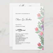 Kleurrijke Bloementuin Waterverf Handgeschilderd Programmakaart (Voorkant / Achterkant)