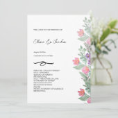 Kleurrijke Bloementuin Waterverf Handgeschilderd Programmakaart (Staand voorkant)