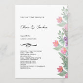 Kleurrijke Bloementuin Waterverf Handgeschilderd Programmakaart (Voorkant)