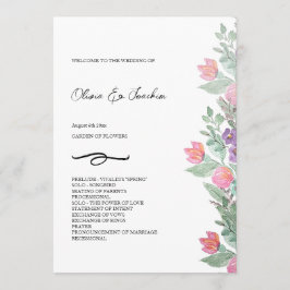 Kleurrijke Bloementuin Waterverf Handgeschilderd Programmakaart