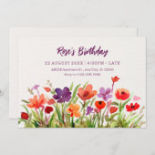Kleurrijke bloementuin waterverf verjaardag kaart (Voorkant / Achterkant)