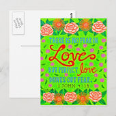 Kleurrijke bloementypografie Bijbelvers over liefd Briefkaart (Voorkant / Achterkant)