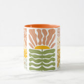 kleurrijke bloemenunieke retro boho-motief mok (Midden)