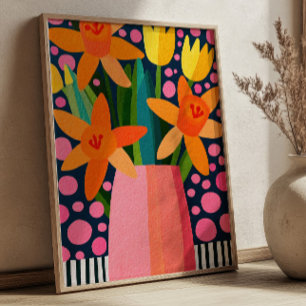 Kleurrijke Bloemenvaas Elegante Bloemkunst Poster