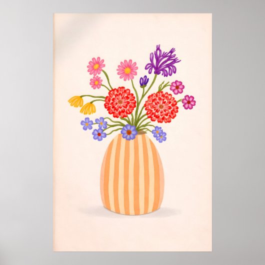 Kleurrijke bloemenvaseprint, abstract botanisch poster (Voorkant)
