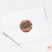 Kleurrijke bloemenverjaardag sticker (Envelop)