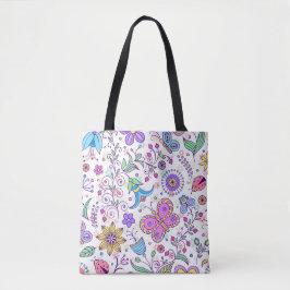 Kleurrijke Bloemenvlinder Canvas tas – Boho Natuur