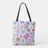 Kleurrijke Bloemenvlinder Canvas tas – Boho Natuur (Achterkant)
