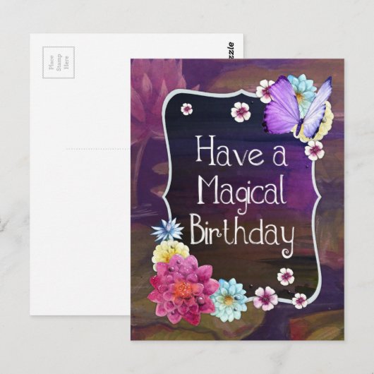 Kleurrijke Bloemenvlinder Hebben Een Magische Verj Briefkaart (Voorkant / Achterkant)