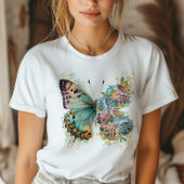 Kleurrijke bloemenvlinder t-shirt