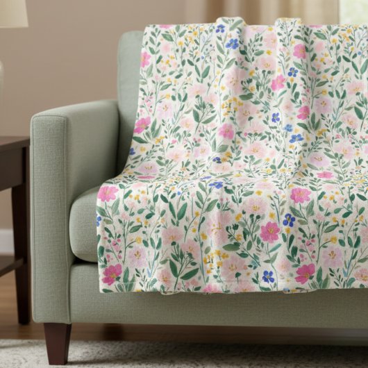 Kleurrijke bloemenweide fleece deken