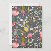 Kleurrijke bloemenweide krans krijtbord bruiloft kaart (Achterkant)