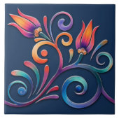 Kleurrijke bloemenwerveling naadloze rand tegeltje (Voorkant)