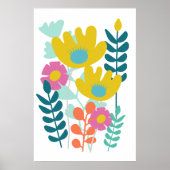 kleurrijke bloemetjes groene gele wand poster (Voorkant)