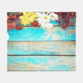 Kleurrijke bloemetjes,  houten rand. fleece deken (Voorkant (Horizontaal))