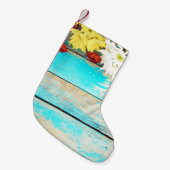 Kleurrijke bloemetjes,  houten rand. kleine kerstsok (Voorkant (Hangend))