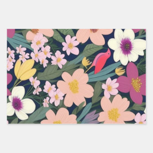 Kleurrijke bloemetjes roze heerlijk Cadeau Label Inpakpapier Vel