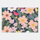 Kleurrijke bloemetjes roze heerlijk Cadeau Label Inpakpapier Vel (Voorkant 3)