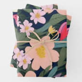 Kleurrijke bloemetjes roze heerlijk Cadeau Label Inpakpapier Vel (In situ)