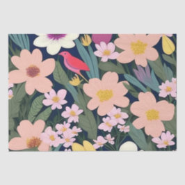 Kleurrijke bloemetjes roze heerlijk Cadeau Label Tissuepapier