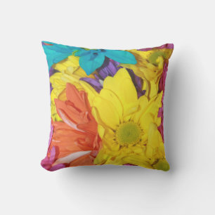 Kleurrijke Bloemige Abstracte Gele Oranje Bloemen Buitenkussen