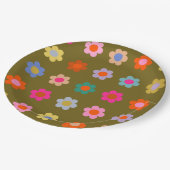 kleurrijke bloemige Abstracte retro bloemen Papieren Bordje (Gekanteld)