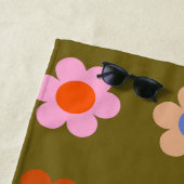  kleurrijke bloemige Abstracte retro bloemen Strandlaken (In situ)