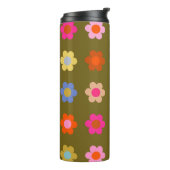  kleurrijke bloemige Abstracte retro bloemen Thermosbeker (Gedraaid links)