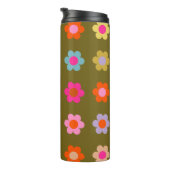  kleurrijke bloemige Abstracte retro bloemen Thermosbeker (Geroteerd rechts)