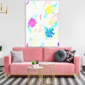 Kleurrijke Bloemige Abstractie Canvas Afdruk (Insitu (Woonkamer))