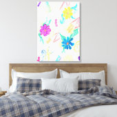 Kleurrijke Bloemige Abstractie Canvas Afdruk (Insitu (Slaapkamer))