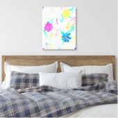Kleurrijke Bloemige Abstractie Canvas Afdruk (Insitu (Slaapkamer))