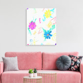 Kleurrijke Bloemige Abstractie Canvas Afdruk (Insitu (Woonkamer))