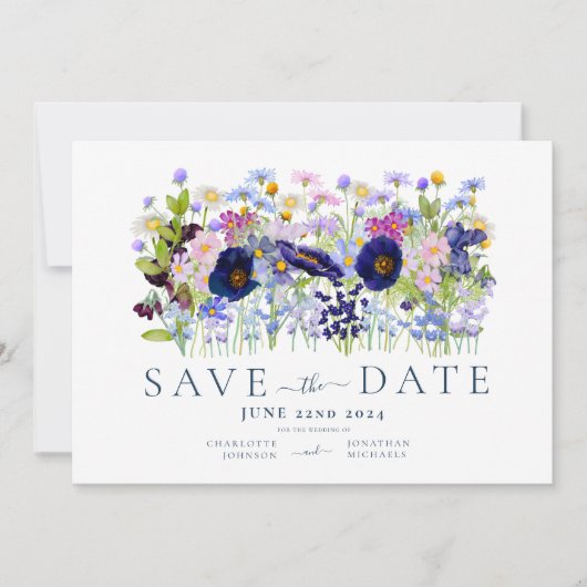 Kleurrijke Bloemige Aquarel Bruiloft Save The Date (Voorkant)