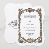 Kleurrijke bloemige  barokke rococo rand kaart (Voorkant / Achterkant)