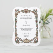 Kleurrijke bloemige  barokke rococo rand kaart (Staand voorkant)