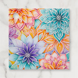 Kleurrijke bloemige batik-kunst cadeaukaartjes bedankjes labels