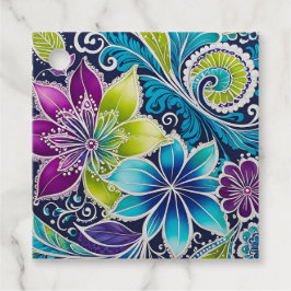 Kleurrijke bloemige batik-kunst cadeaukaartjes bedankjes labels