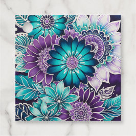 Kleurrijke bloemige batik-kunst cadeaukaartjes bedankjes labels