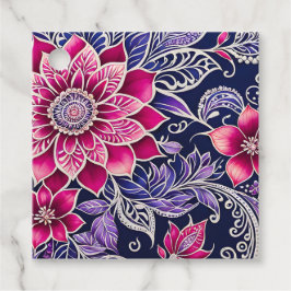 Kleurrijke bloemige batik-kunst cadeaukaartjes bedankjes labels
