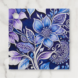 Kleurrijke bloemige batik-kunst cadeaukaartjes bedankjes labels