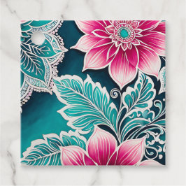 Kleurrijke bloemige batik-kunst cadeaukaartjes bedankjes labels